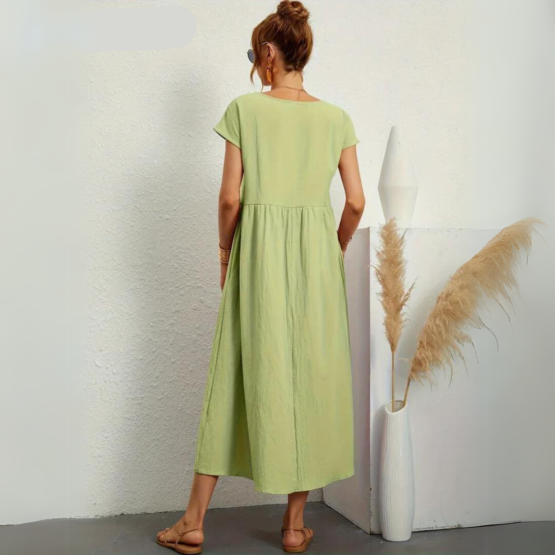 Isamene | 100% Czysta Bawełna Casual Midi Sukienka