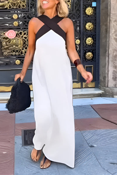 Kyra | Sukienka Maxi z Krzyżowym Zapięciem