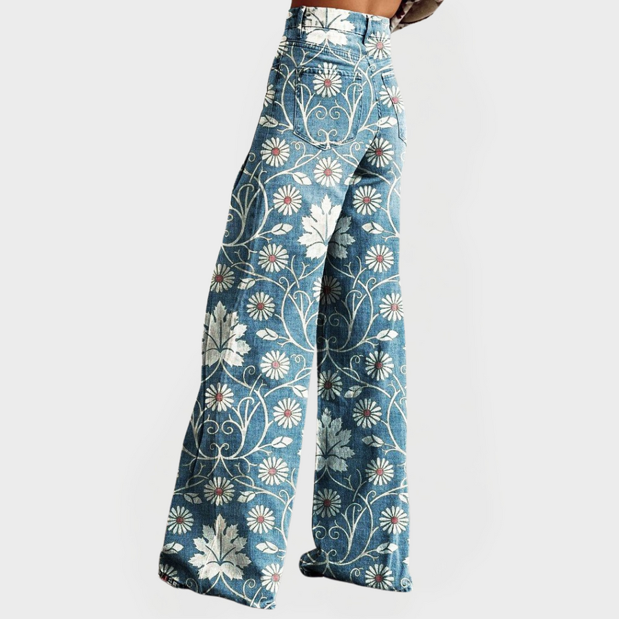 Stylish Floral Pants with Wide Legs