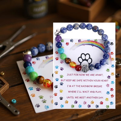 Rainbow Bridge Memorial Bracelet – 7 Chakra Bead Gift for Pet Loss