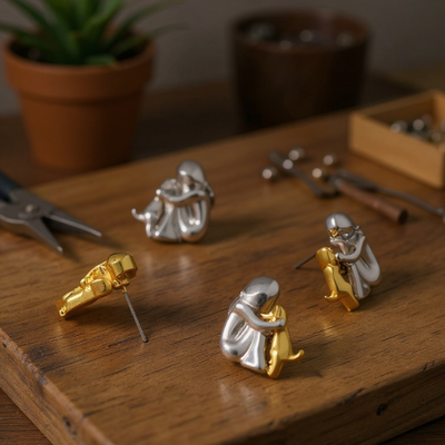 Silver and Gold Two-Tone Hug Earrings