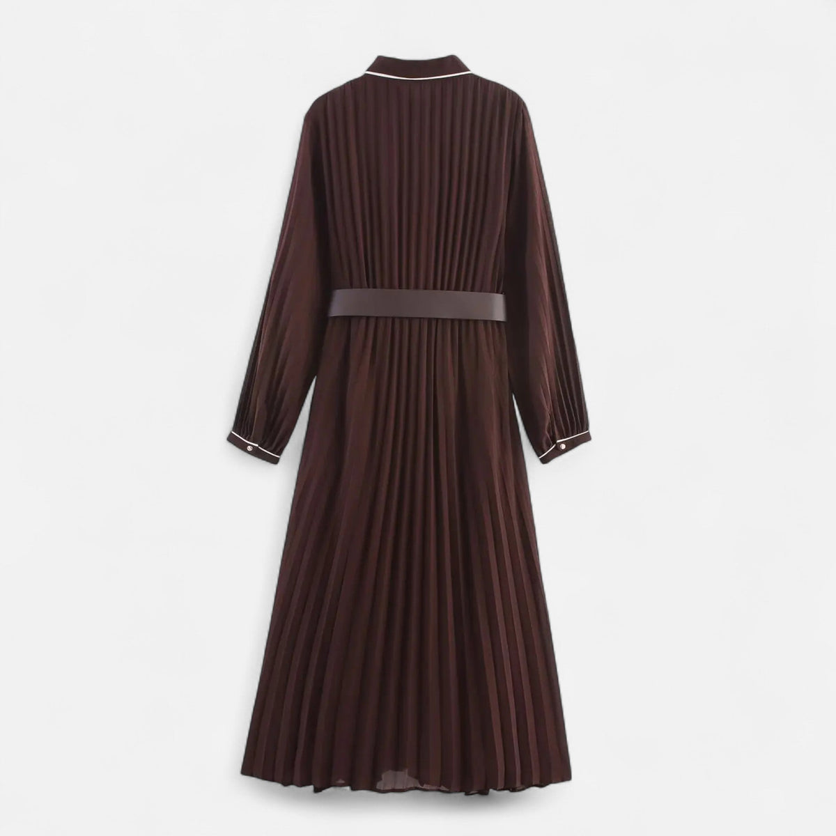 Roselains | Women’s Chiffon Midi Dress – Turn-Down Collar Elegance