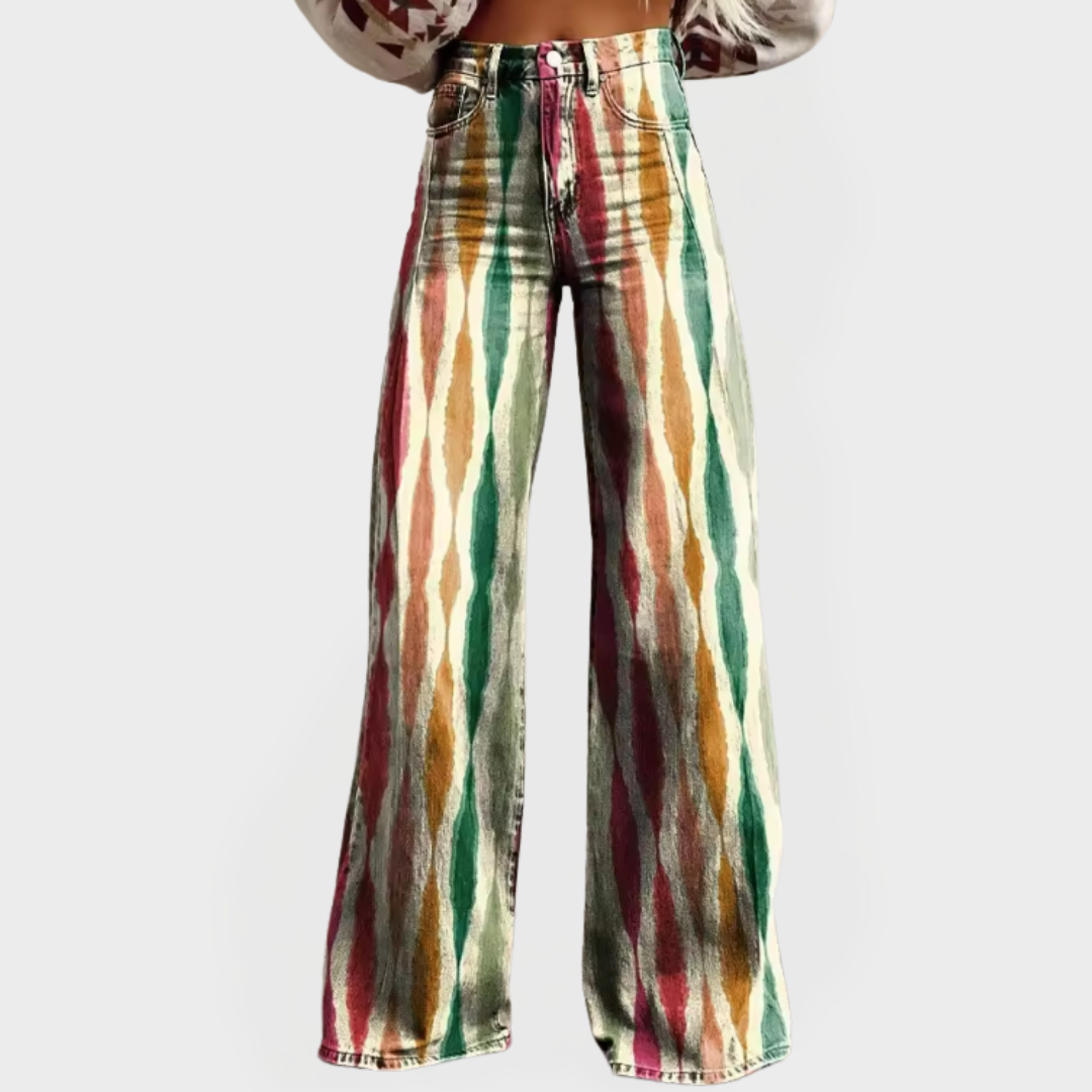 Stylish Pants with Wide Legs and Pattern