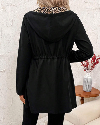 Sharon | Reversible Hooded Coat with Leopard Print