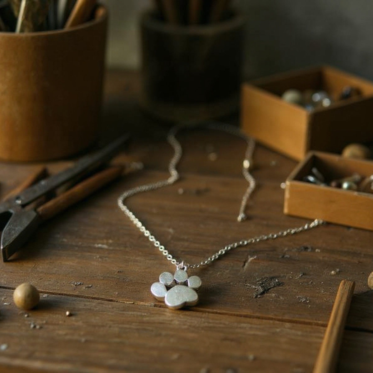 Elegant Silver Paw Necklace – Stainless Steel