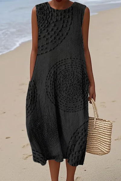 Maelle | Długa sukienka bez rękawów z teksturowanym wzorem