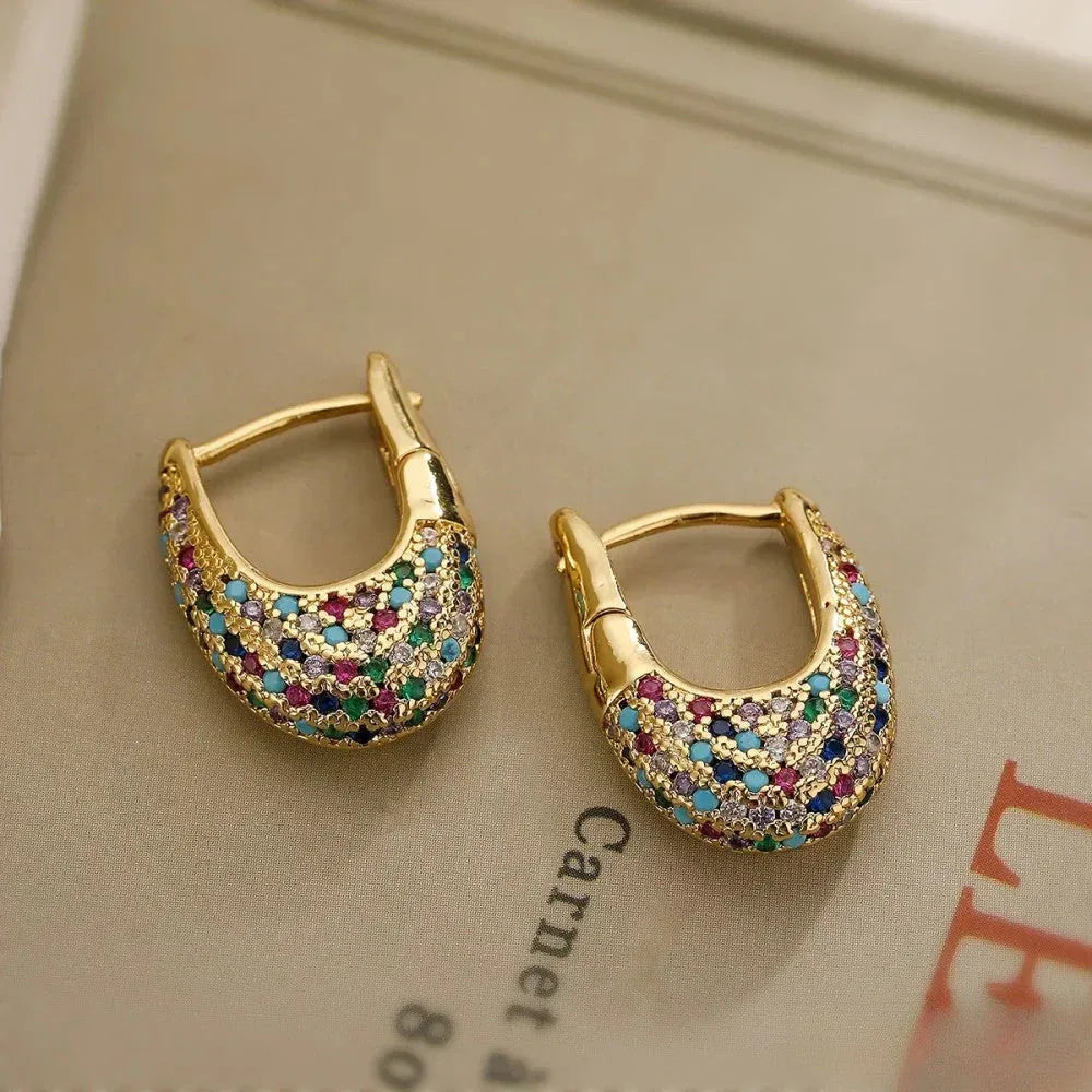 Colorful Earrings in Inlay Design