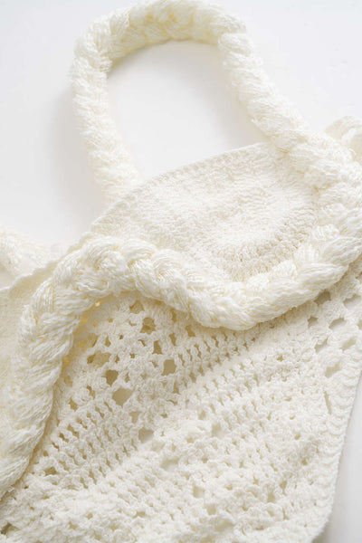 Ismene | Pleciony crop top z wycięciami i spódnica z rozcięciem