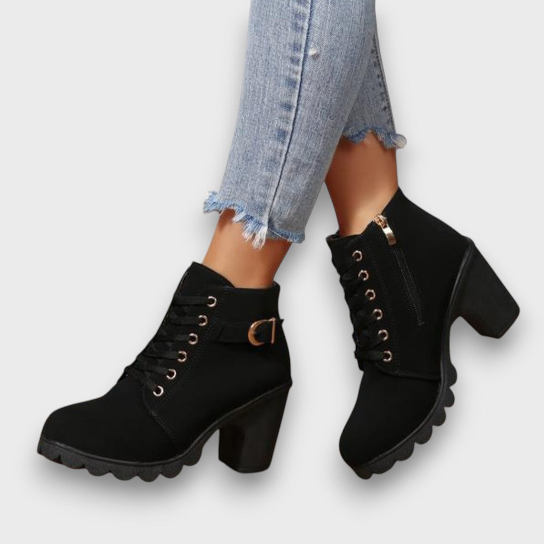 Aisha | Orthopedic Ankle Boots with Buckle & Chunky Heel
