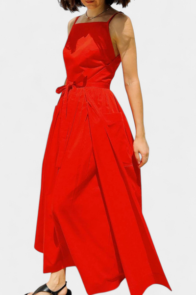 Alina | Dezi Długa Sukienka Bez Ramiączek z Regulowanymi Sznurkami Bocznie