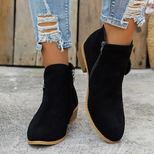 Farah - Leather Orthopedic Ankle Boots with Zipper