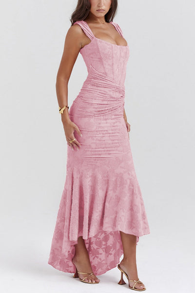 Elin | Niebieska sukienka maxi w kwiaty