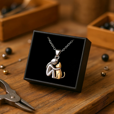 Cat Hug Pendant Necklace