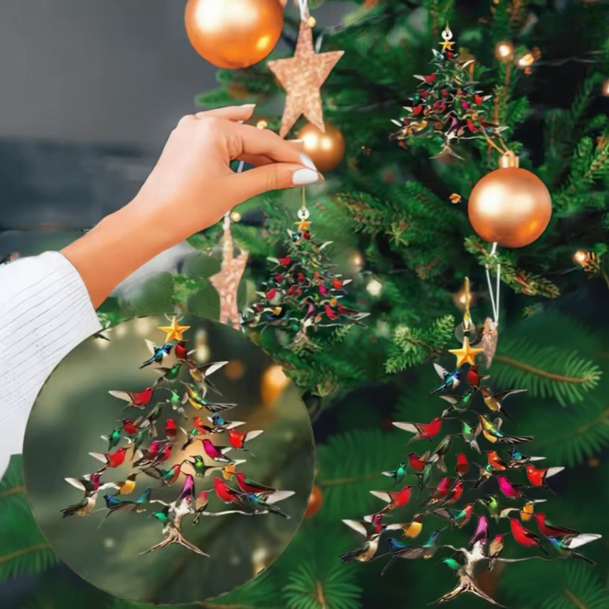 Hummingbird Christmas 2D Acrylic Ornament