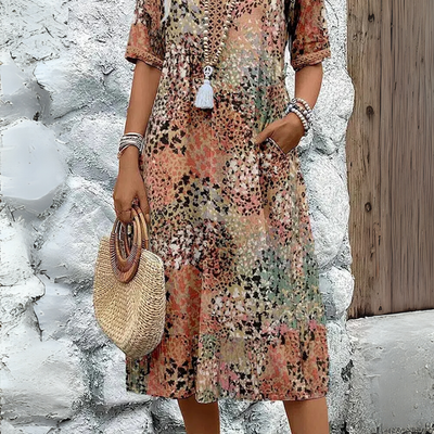 Eleanor | Wydrukowana Sukienka Boho Midi