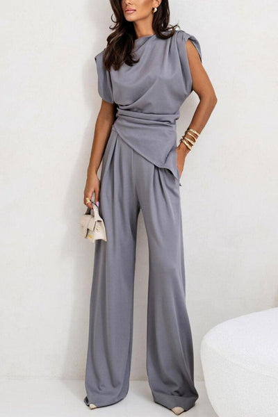 Aravie | Nieregularny bezrękawnik, casualowy zestaw dwuczęściowy