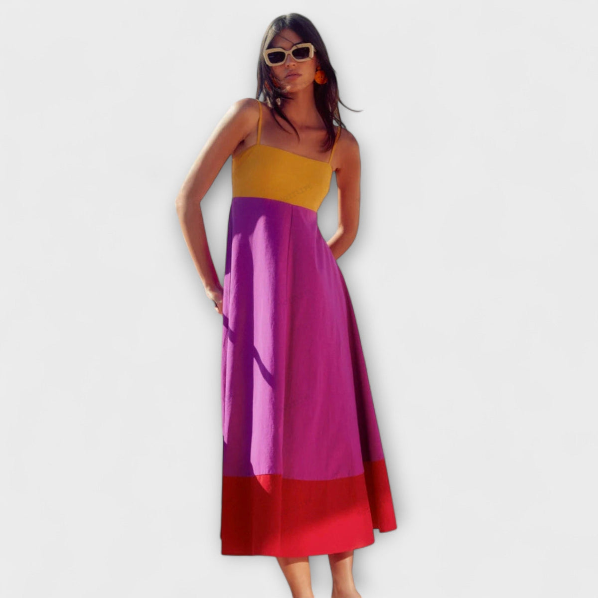 Color Block Spaghetti Strap Dress