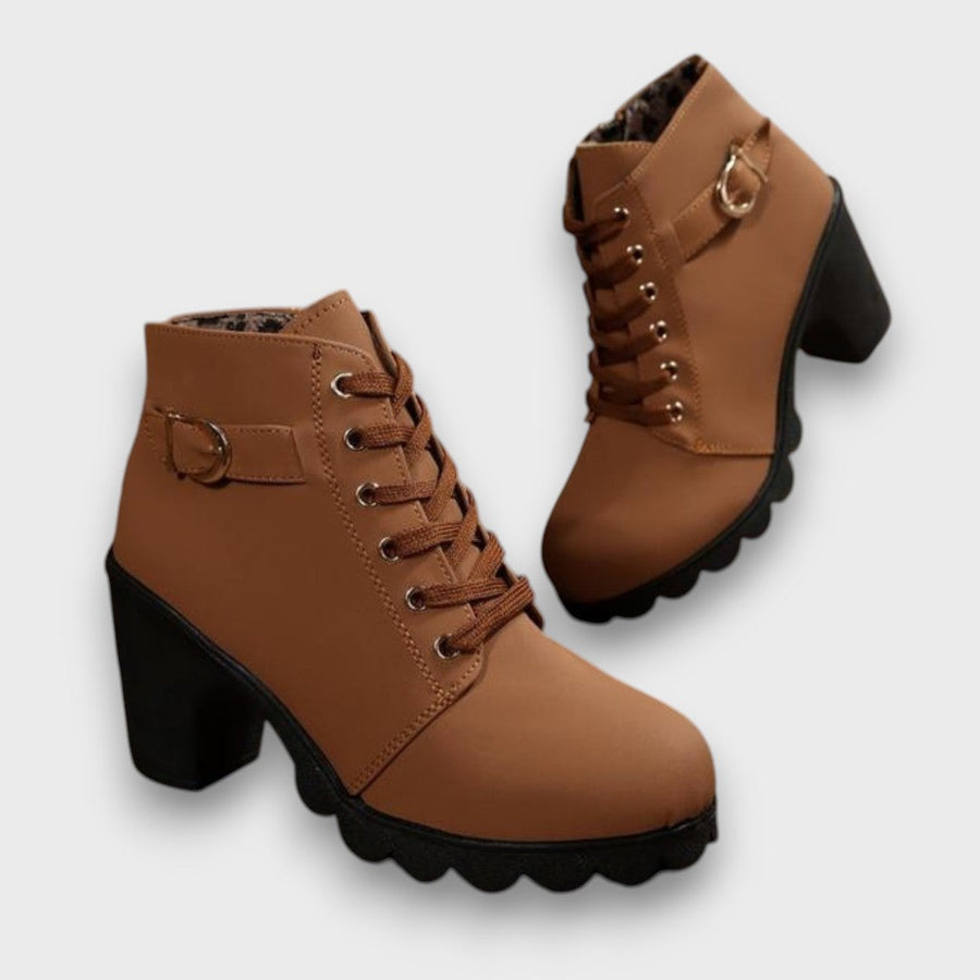 Aisha | Orthopedic Ankle Boots with Buckle & Chunky Heel
