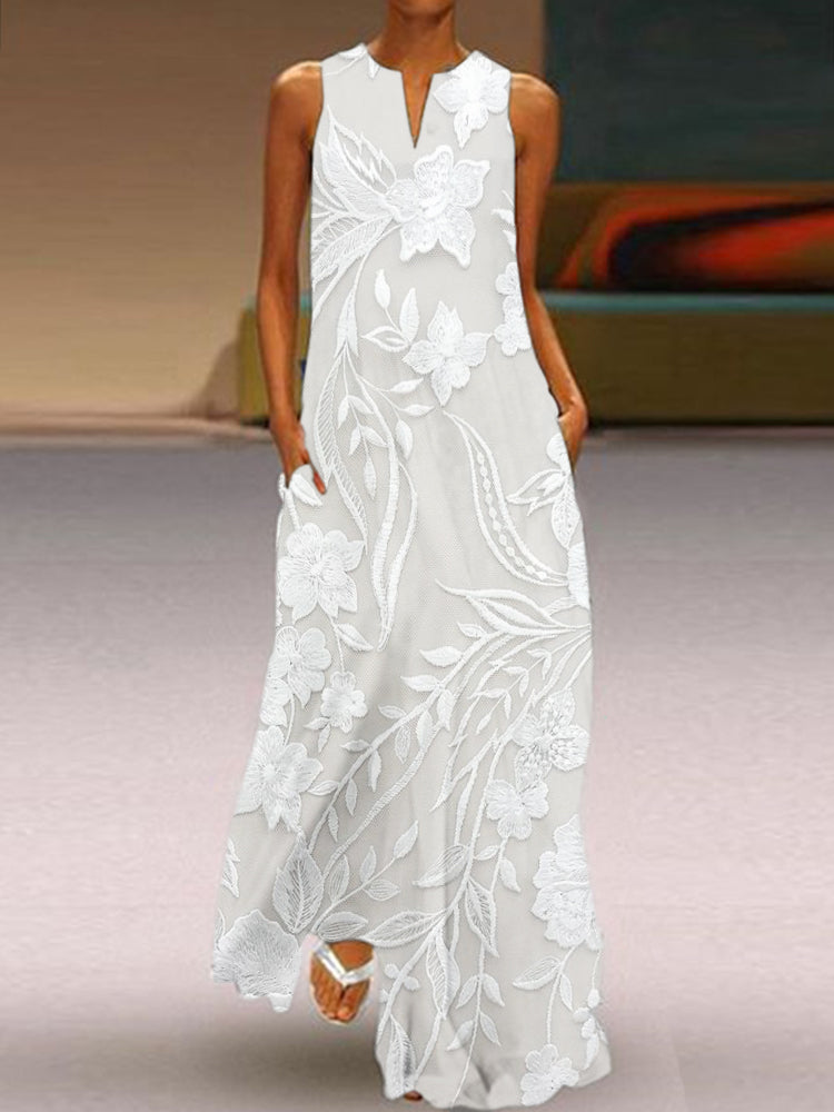 SELENE – ELEGANT SLEEVELESS LUXE PRINTED DRESS