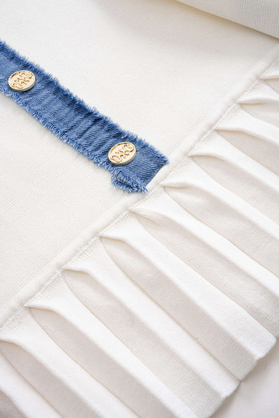 Kyriaki | Dzianinowa Metaliczna Sukienka z Guzikami bez Rękawów