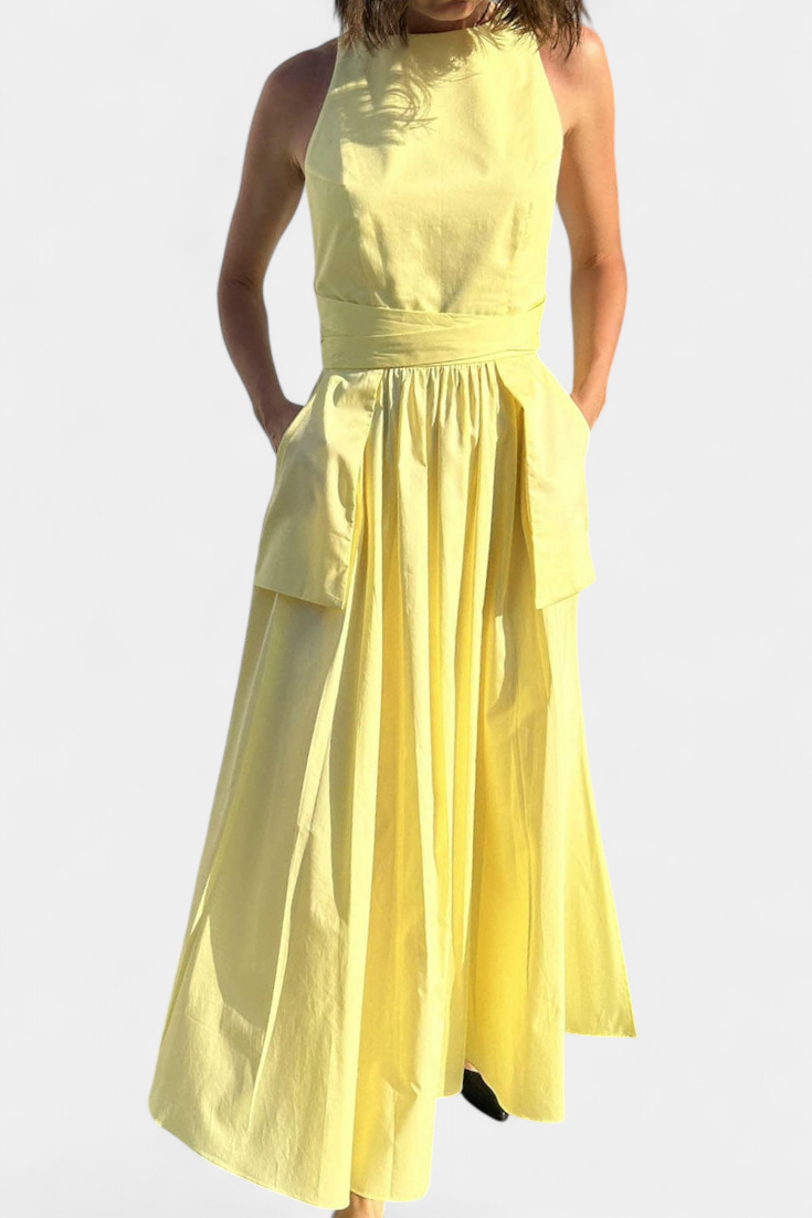 Alina | Dezi Długa Sukienka Bez Ramiączek z Regulowanymi Sznurkami Bocznie