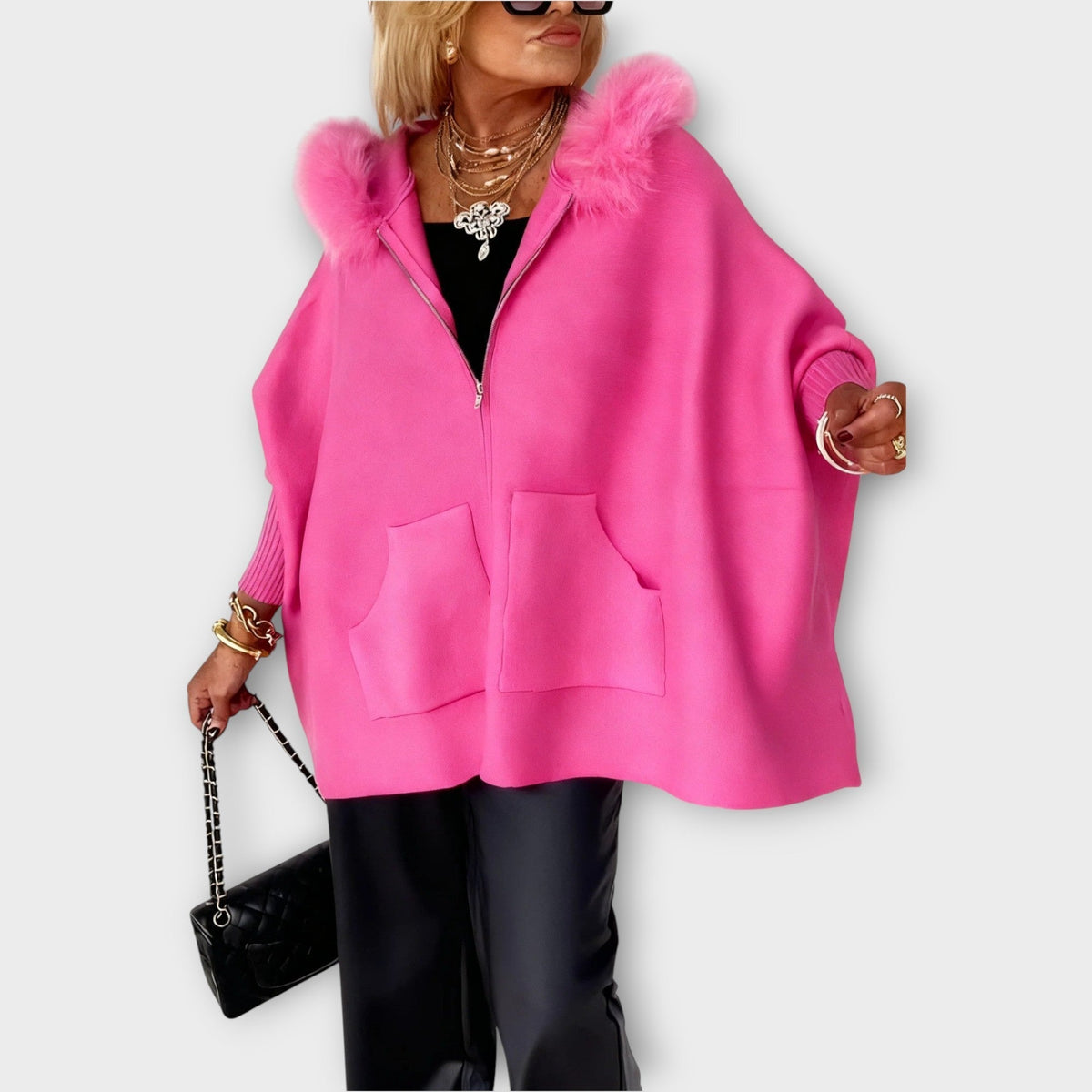 Luxury Faux Fur Hooded Coat