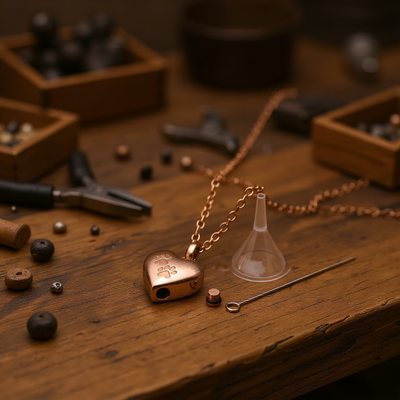 Pet Memorial Urn Necklace – Heart-Shaped Pendant with Paw Engraving