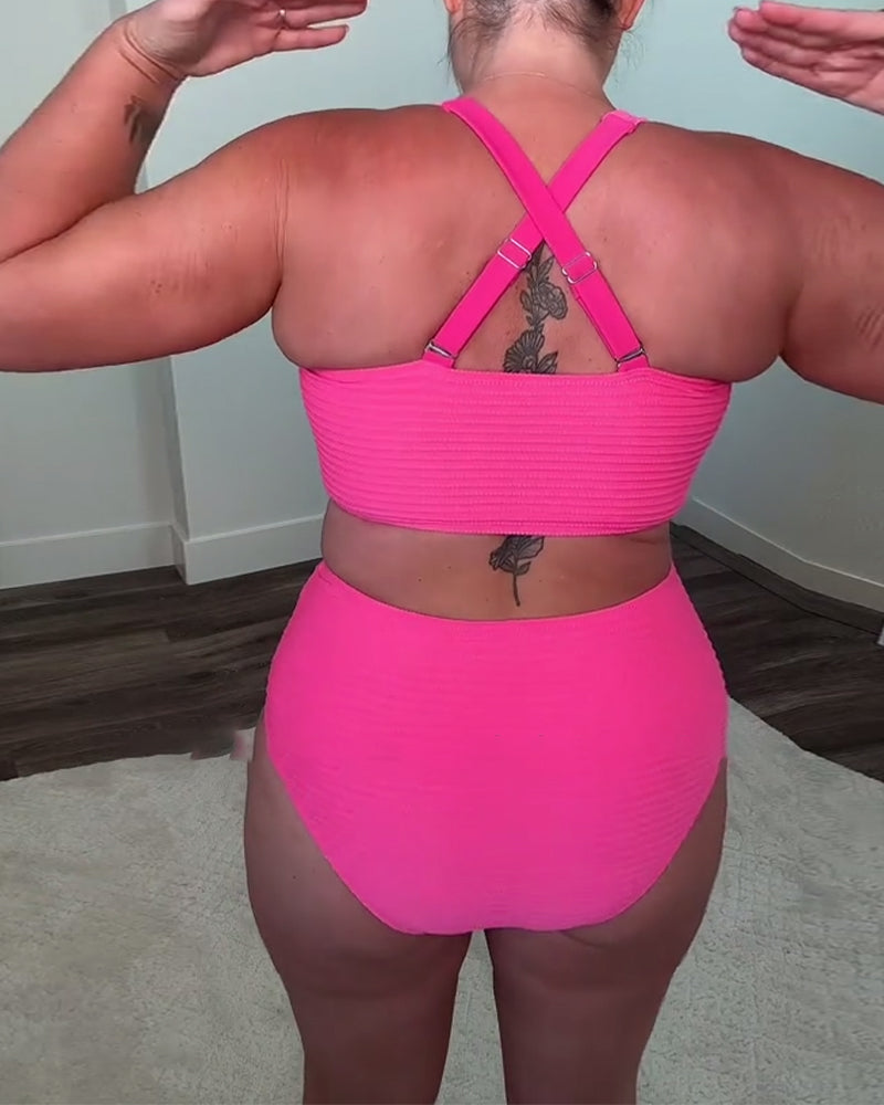 Anna | Wygodne, jednokolorowe bikini z trójkątnym stanikiem