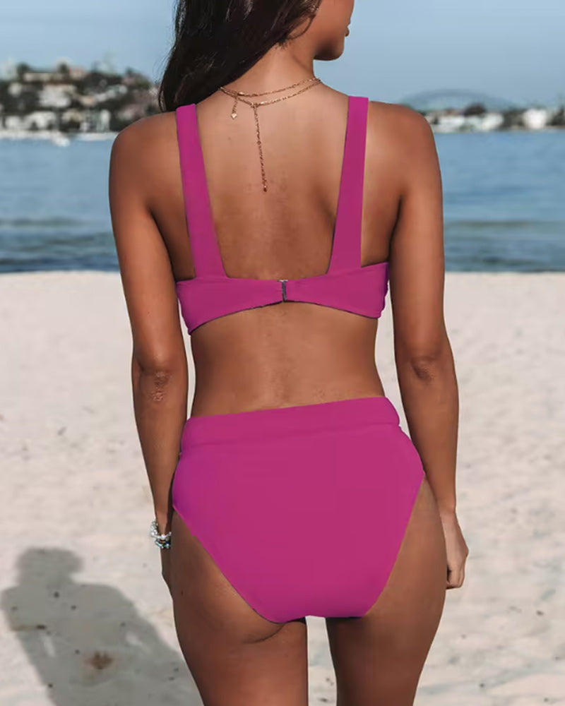 Romana | Bikini z wysokim stanem i jednolitym kolorem