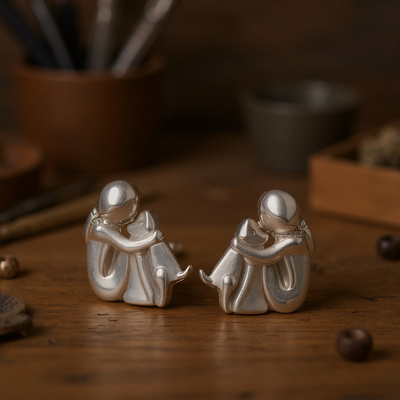 Silver and Gold Two-Tone Hug Earrings