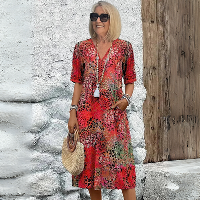 Eleanor | Wydrukowana Sukienka Boho Midi