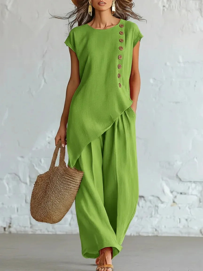 Elara – Asymmetrical Two-Piece Wide-Leg Set