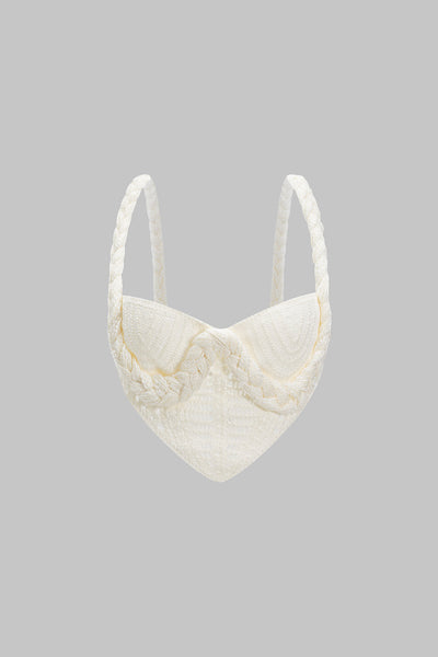 Ismene | Pleciony crop top z wycięciami i spódnica z rozcięciem