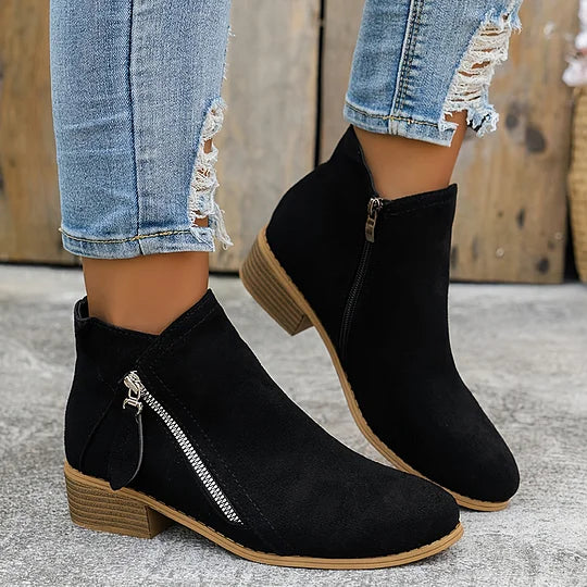 Farah - Leather Orthopedic Ankle Boots with Zipper