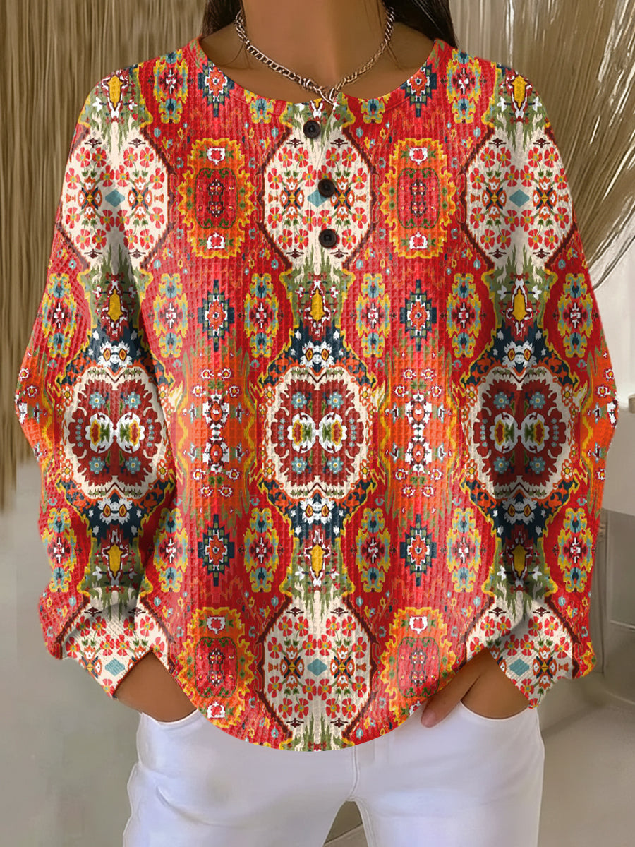 Selma | Women's Ethnic Floral Patterned Sweater