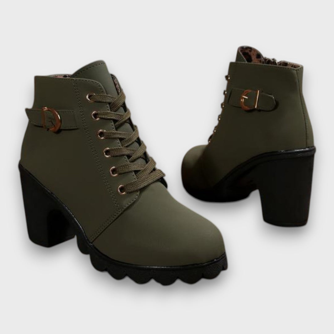 Aisha | Orthopedic Ankle Boots with Buckle & Chunky Heel