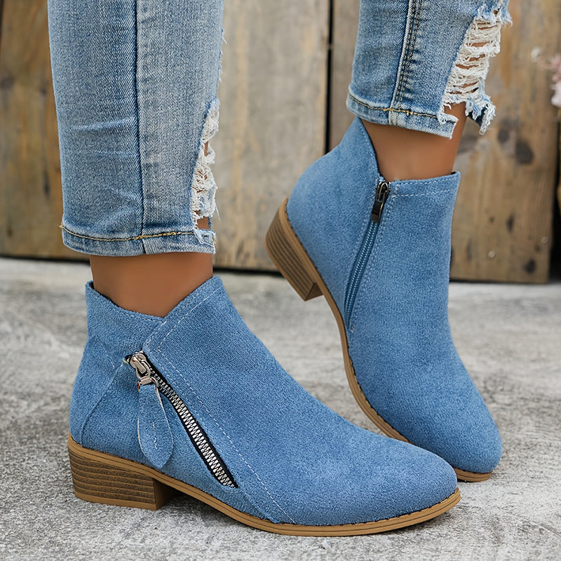 Farah - Leather Orthopedic Ankle Boots with Zipper