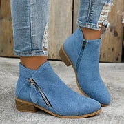 Farah - Leather Orthopedic Ankle Boots with Zipper