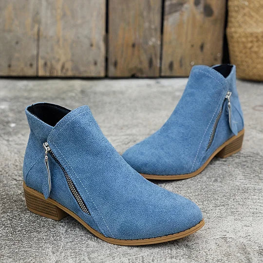 Farah - Leather Orthopedic Ankle Boots with Zipper
