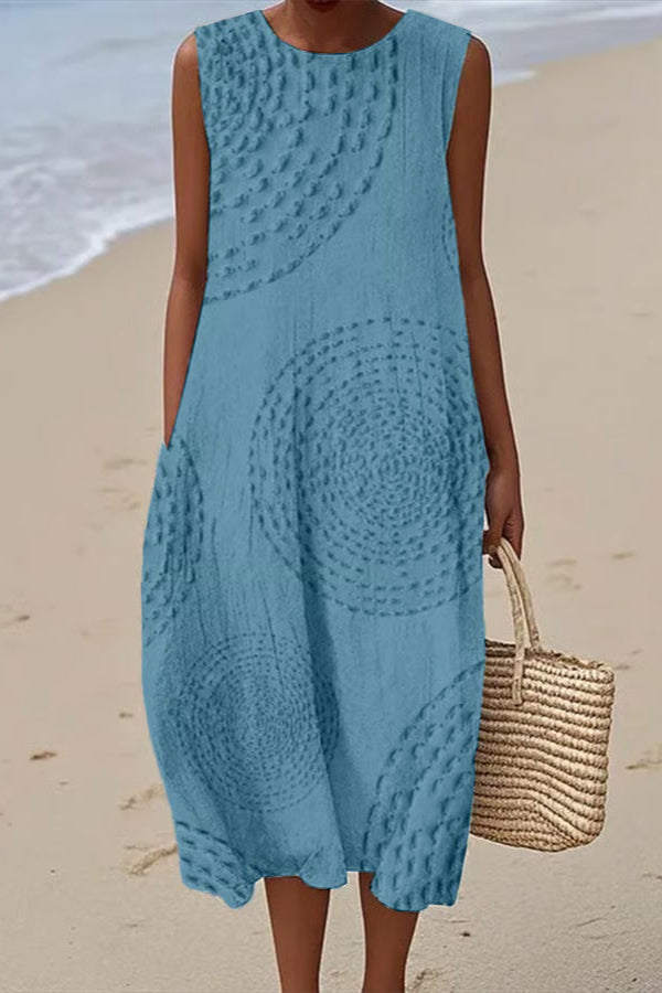Maelle | Długa sukienka bez rękawów z teksturowanym wzorem