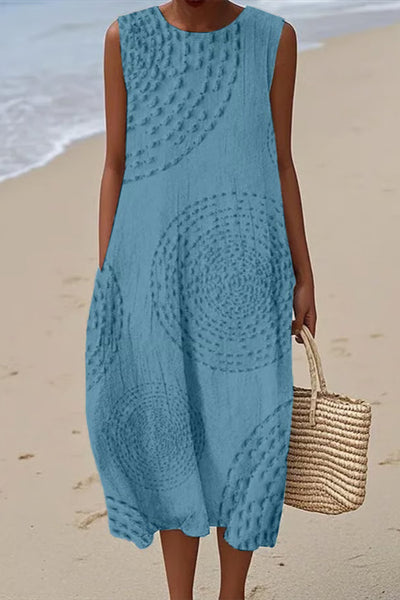 Maelle | Długa sukienka bez rękawów z teksturowanym wzorem