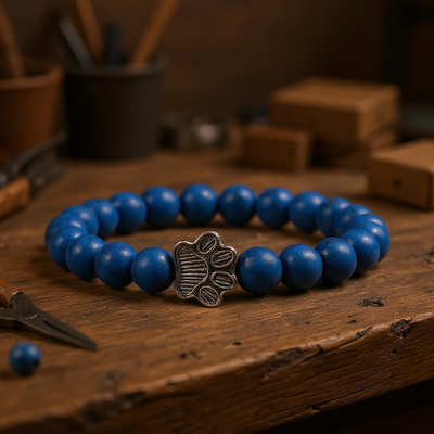 Beaded Paw Bracelet – Natural Stone Design