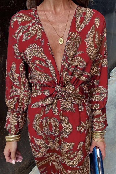 Liva | Vintage Draped Long Sleeve Midi Dress