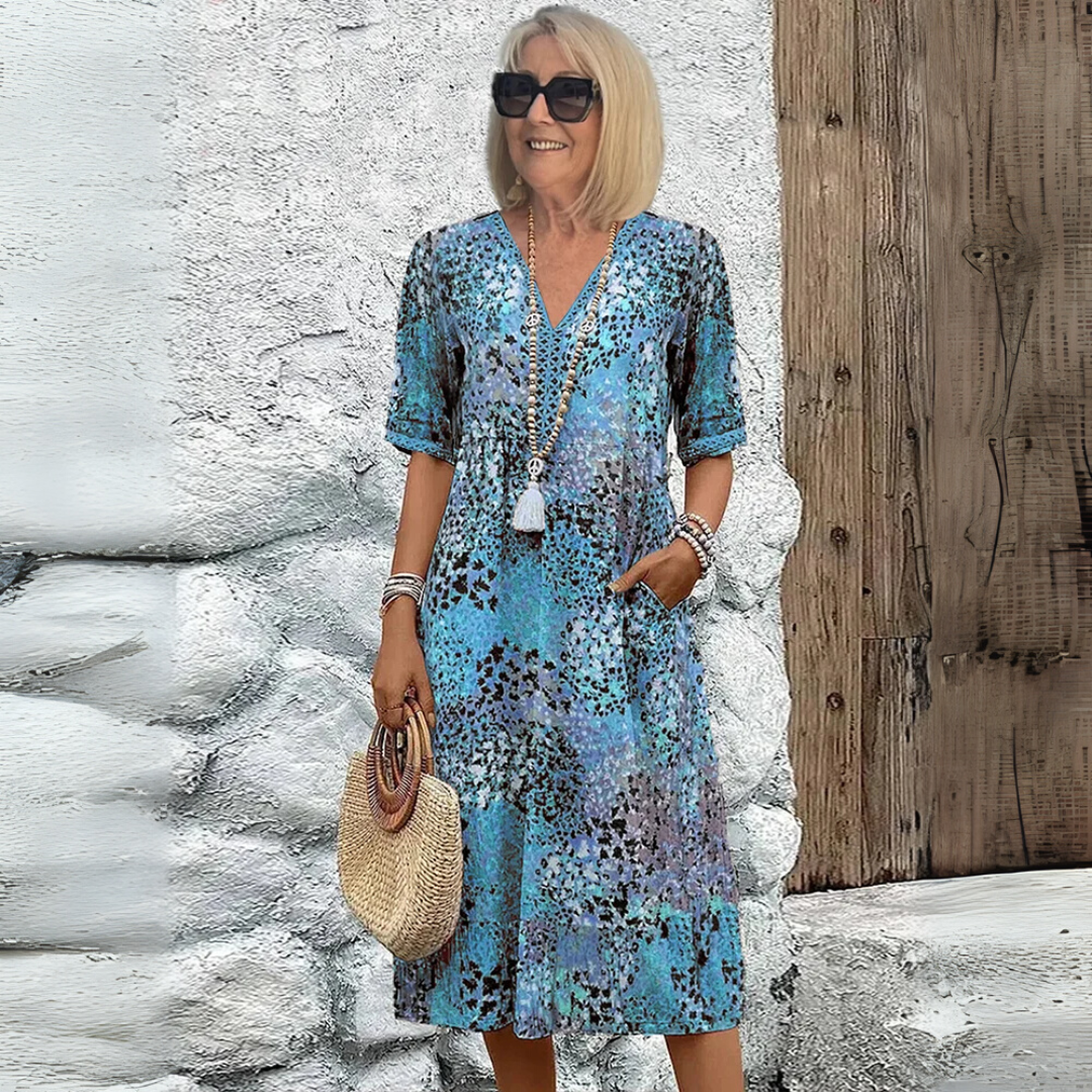 Eleanor | Wydrukowana Sukienka Boho Midi