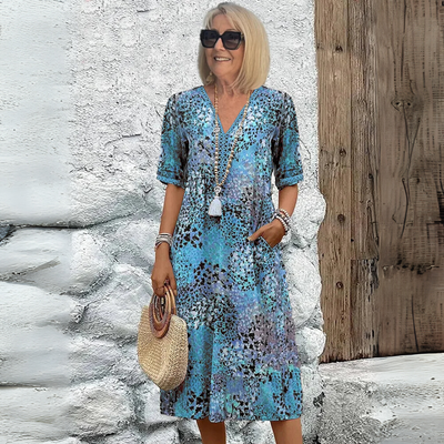 Eleanor | Wydrukowana Sukienka Boho Midi