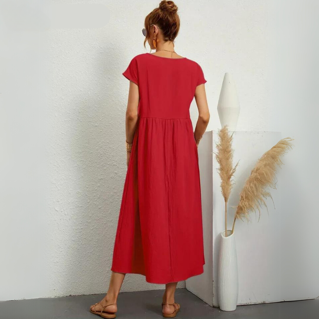 Isamene | 100% Czysta Bawełna Casual Midi Sukienka