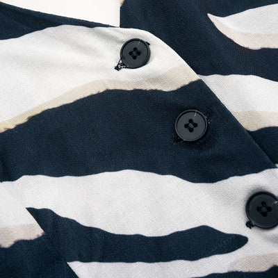 Elindra | Kontrastowy wzór w paski, bez pleców, z guzikiem, na szyję