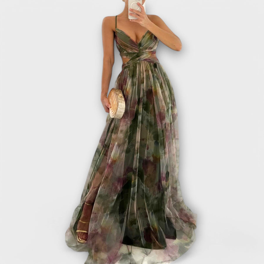 Annai Mesh Maxi Dress - Elegant and Figure-Hugging