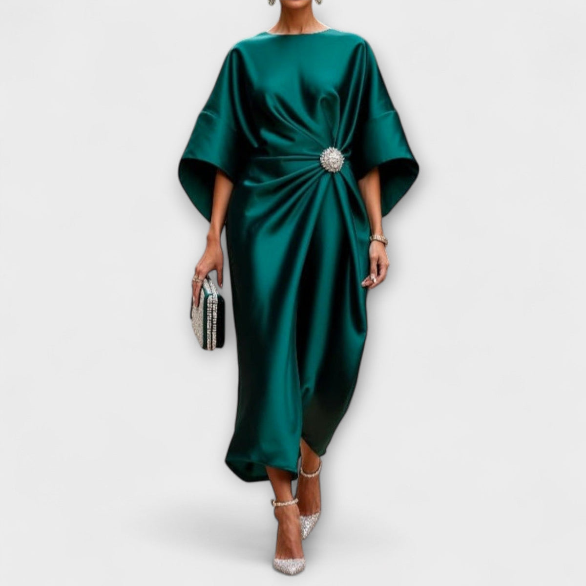 Luxe Shimmer Satin Maxi Dress