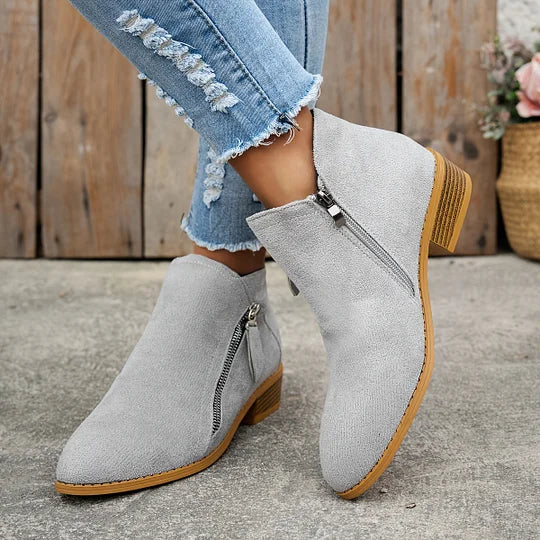 Farah - Leather Orthopedic Ankle Boots with Zipper